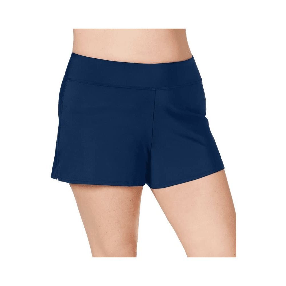 Swim Solutions Women’s Plus Size Solid Pull-On Swim Shorts Navy Blue 24W